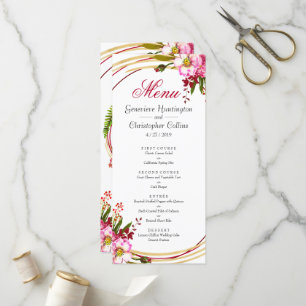 Menu de Recepção de casamento Floral do Elegante B