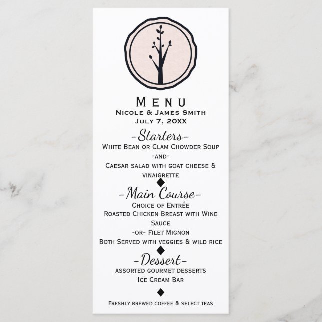 Menu de Recepção de casamento Natureza da Árvore R (Frente)