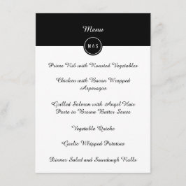 Menu de Recepção de casamento preto e branco cláss