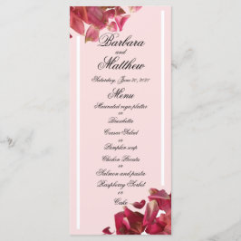 Menu de Recepção de casamento Romântico Petal Rosa
