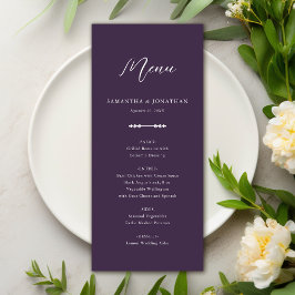 Menu de Recepção de casamento Roxo Elegante Simple