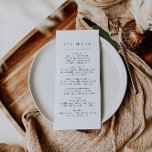Menu de Recepção de casamento Simples Boho<br><div class="desc">Este é um moderno menu de casamento boho com layout minimalista e fonte única. Todas as cores são editáveis. // Para designs correspondentes, procure "LENNOX" na loja Sinceramente by Nicole Zazzle. * Se você gosta deste design, mas não o vê disponível para algo que você está procurando, por favor, entre...</div>