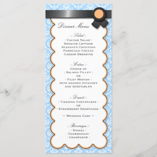 Menu de Recepção de Casamento tema damasco Laranja