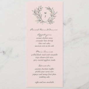 Menu de Recepção de Casamentos de Monograma Russo 