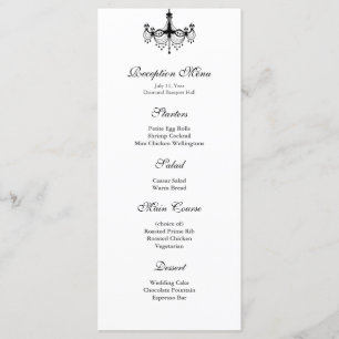 Menu de recepção do candelabro preto e branco