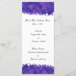 Menu de recepção do floco de neve roxo e branco