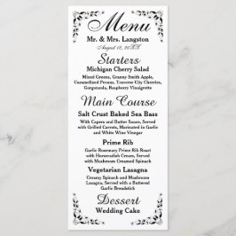 Menu de Recepção Formal Preto e Branco