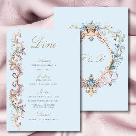 Menu de repouso barroco azul era regência do casam