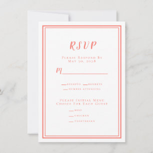 Menu de Resposta de Casamento Minimalista Branco C