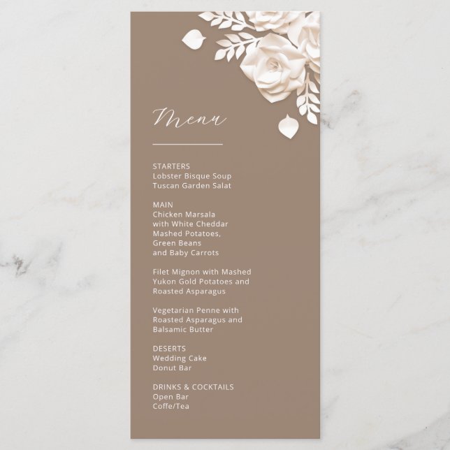 Menu de Rosas Bege Marfim em Corte 3D (Frente)