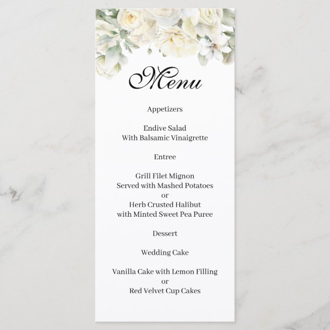 Menu de Rosas Brancas (Frente)