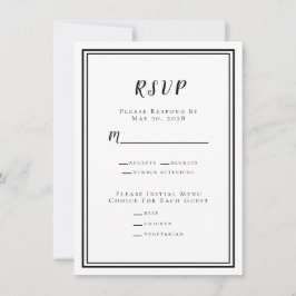 Menu de RSVP de Casamento Minimalista Moderno Pret