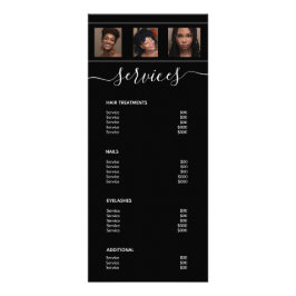 Menu de Serviço de Colagem de Fotografias Negra do