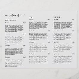 Menu de Serviço de Lista de Preços de Salão da Lis