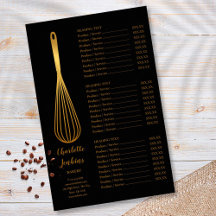 Menu de Serviço de Padaria e Patisserie Black Gold