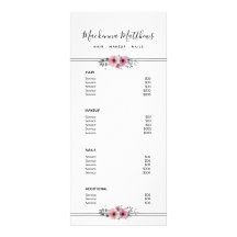 Menu de Serviço de Salão Branco da Assinatura Flor