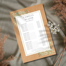 Menu de Serviço de Salão de Verduras Aquarela Rúst