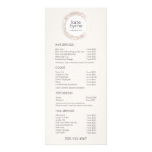 Menu de Serviço Lista de Preços de Beleza da Sequê