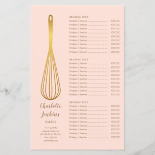 Menu de Serviço Rosa Bege Catering Whisk Dourado