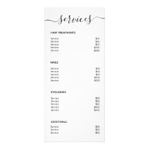 Menu de Serviço Spa Branca Simples Moderno Elegant