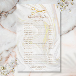 Menu de Serviço Tesoura Dourada de Cabeleireiro