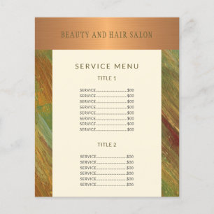 Menu de serviços de salão de beleza moderno promoc