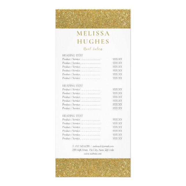 Menu de Serviços do Salão Brilho Dourado (Frente)