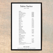 Menu de Serviços Simples de Salão de Beleza Branco