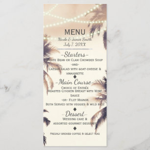 Menu de sonho de creme de palmeiras tropicais & lu