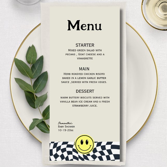 Menu de vinheta retrorreflector preto e branco com (Criador carregado)