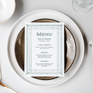 Menu Deco Moderno Casamento Branco e Verde Prateado C