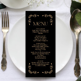 Menu Deco Moderno | Casamento negro e Dourado legante