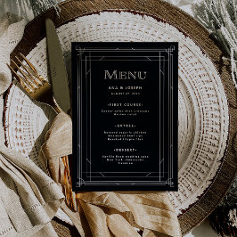 Menu Deco Moderno | Casamento preto e branco Elegante O