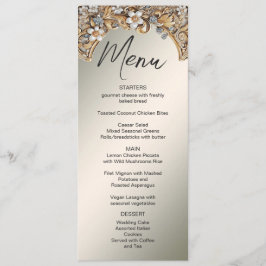 Menu Decorativo de Casamento Floral Branco Dourado
