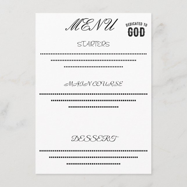 MENU DEDICADO A DEUS TEXTO NEGRO PERSONALIZÁVEL LEGAL (Verso)