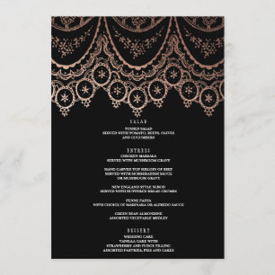 Menu delicado Dourado cor-de-rosa do casamento do