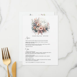 Menu Delicados Botões Pastéis Arco Floral Chá de Bebê