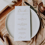 Menu Delicar Bebidas do Bar de Casamento Dourado<br><div class="desc">Este delicado cartão de bar de ouro é perfeito para um casamento moderno. A design romântica minimalista apresenta uma magnífica e elegante tipografia amarela ouro champanhe num fundo branco com um aspecto simples e limpo. Este menu pode ser usado para recepção de casamento,  janto de ensaio ou qualquer evento.</div>