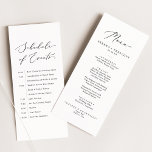 Menu Delicar Casamento Preto e Programação de Even<br><div class="desc">Este delicado cardápio de casamento preto e a agenda dos eventos é perfeito para um casamento moderno. A design romântica minimalista apresenta uma magnífica e elegante tipografia negra num fundo branco com um aspecto simples e limpo. Este menu duplo e este cartão de eventos podem ser usados para uma recepção...</div>