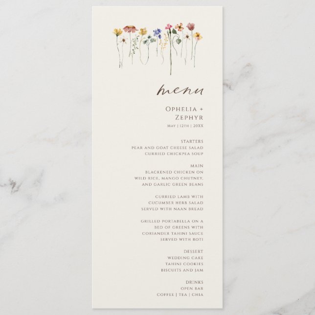 Menu Delicate Wildflower | Janto Casamento de Jardins B (Frente)