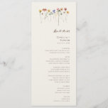 Menu Delicate Wildflower | Janto Casamento de Jardins B<br><div class="desc">Esta delicada flor silvestre | o menu janto de casamento do jardim bege é perfeito para o seu casamento simples e caprichoso do arco-íris de verão. Os florais cor-de-rosa brilhante, encantado, amarelo, laranja e dourado dão a este produto a sensação de um jardim primavera hippie elegante minimalista. A design moderna...</div>