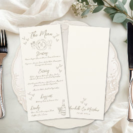 Menu Desenho à Mão Casamento Excêntrico e Caprichoso
