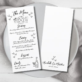 Menu Desenho à Mão Casamento Excêntrico e Caprichoso