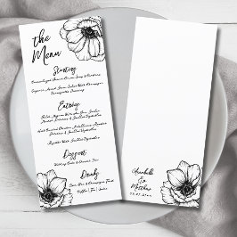 Menu Desenho à Mão Floral Caprichoso Casamento