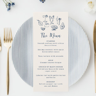 Menu Desenho à Mão Funky Náutico Festa de Aniversário C