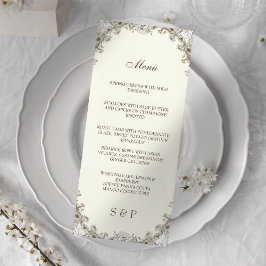 Menu Desenho de flores marfim casamento romântico