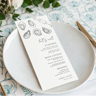 Menu Desenho de Ostras de Champanhe Eat Casamento Branc