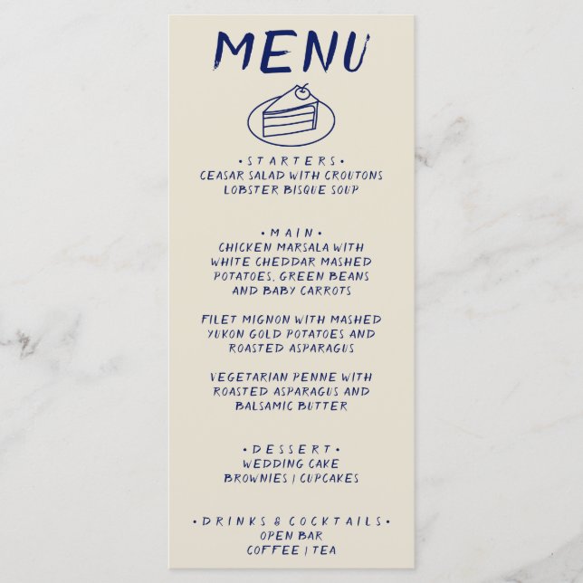 Menu Desenho Escrito À Mão Retro Bold Modern Boho Casam (Frente)