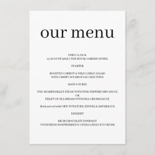Menu Design de Casmurro Minimalista Moderno para Casame