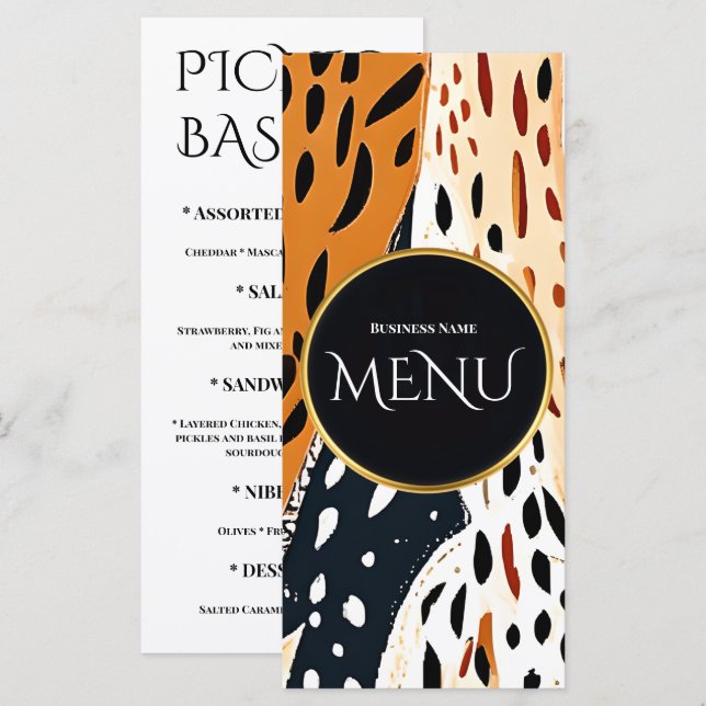 Menu Design de Eventos Modernos com Estampa Safari de A (Frente/Verso)